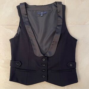 Gap Tuxedo Vest Satin Like Trim Black Small